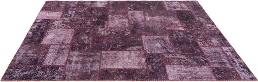 Patchwork Handmade Oriental Carpet Rug Purple 208×148 cm Vintage