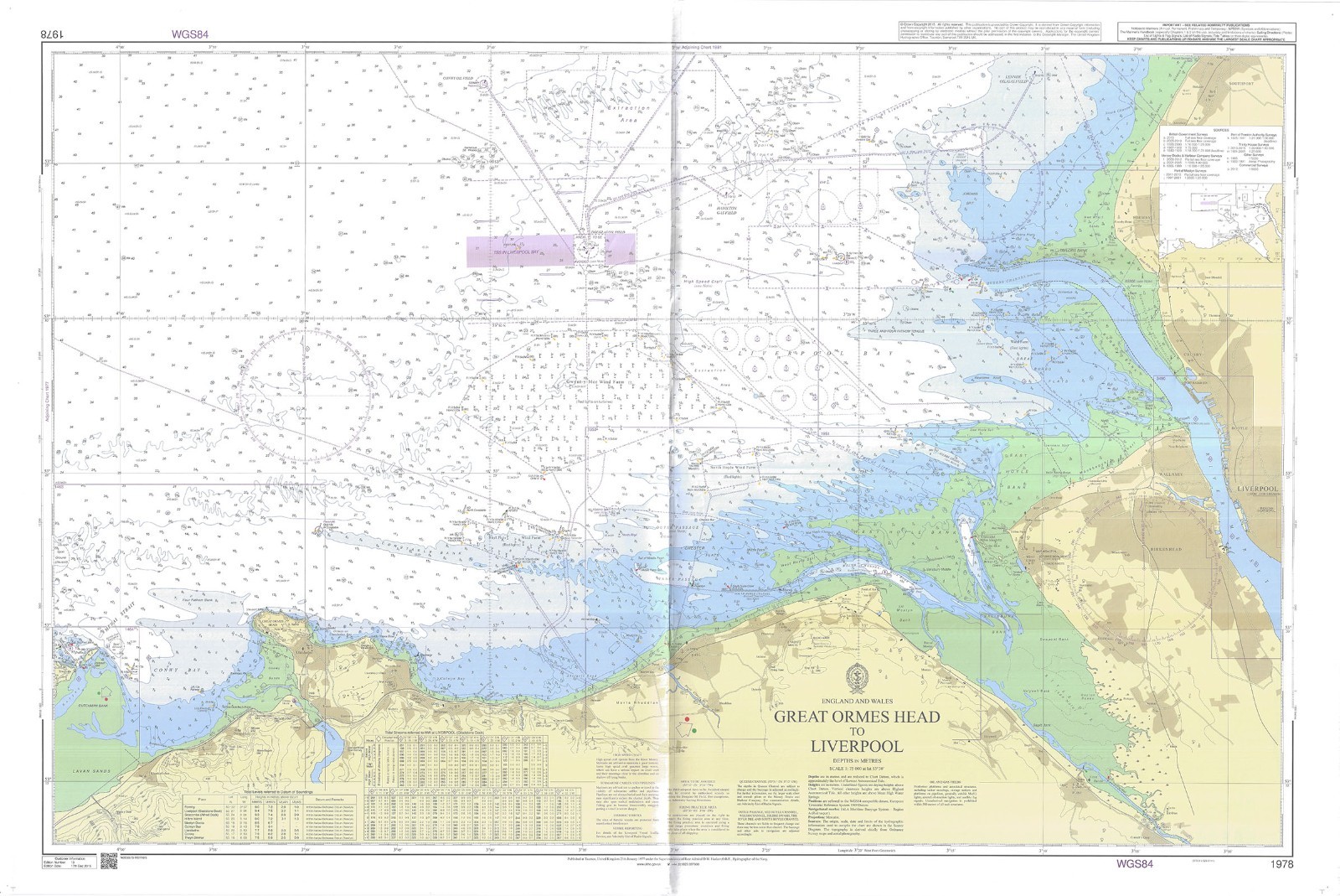 1978 England Wales Great Ormes Head Liverpool Chart Map Marine Paper Admiralty