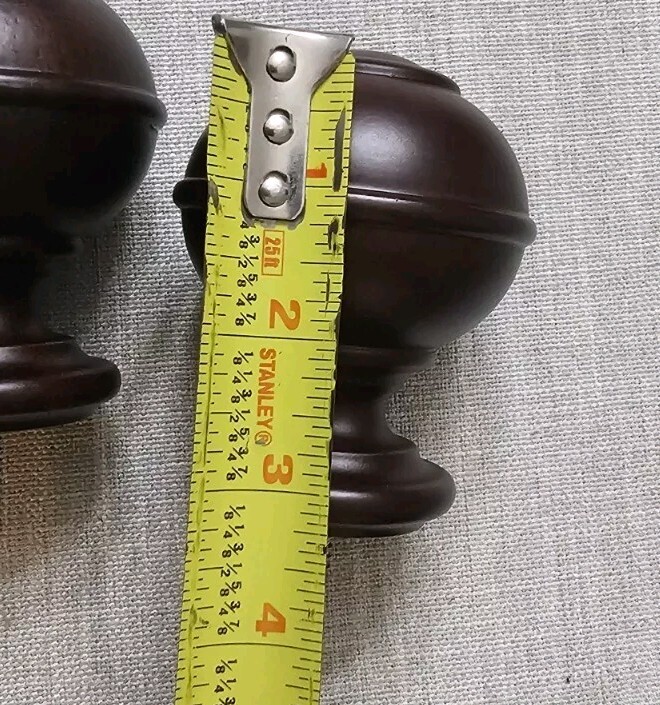 CLASSIC COLONIAL BALL SOLID MAHOGANY STAIN, WOOD FINIAL-NEWEL POST ~3.5″ x 2.5”