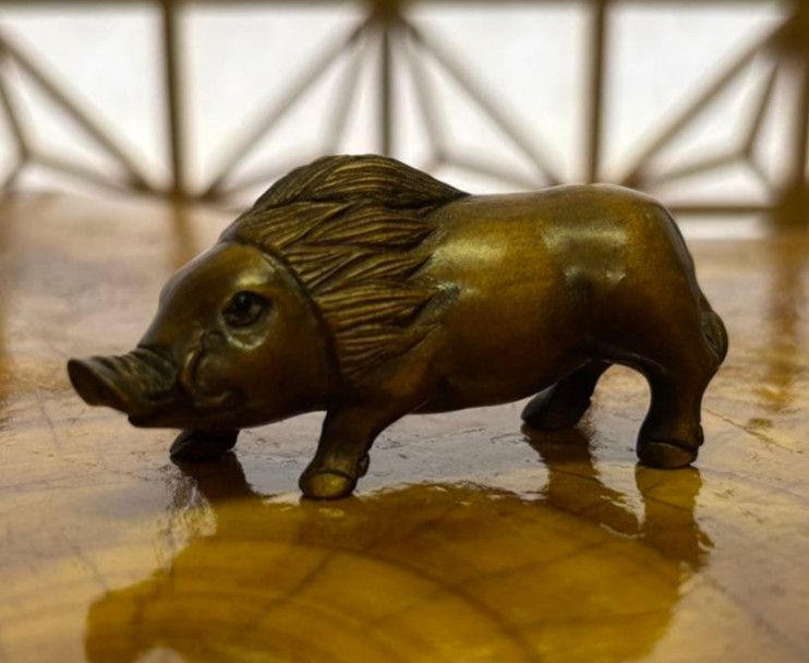 Netsuke Antique Wild boar Japanese Hand carved Wood inro Edo Era from japan rare
