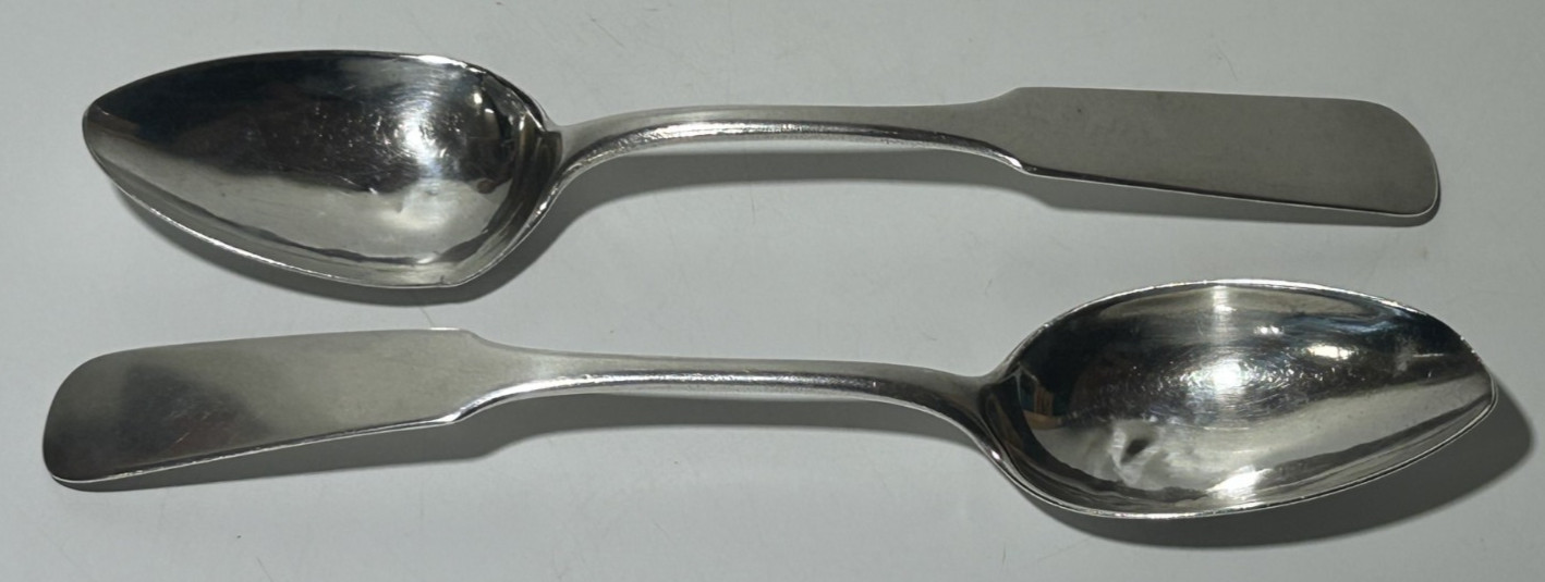 Pair of 1875 Serving Spoons 9″ Imperial Russian Silver Poland 84 POGORZELSKI