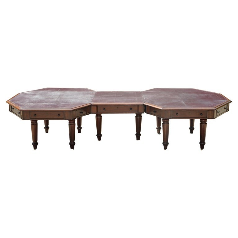 MASSIVE ANTIQUE GEORGE III 1780 MAHOGANY LIBRARY DESK TABLE GEORGE REX LOCKS