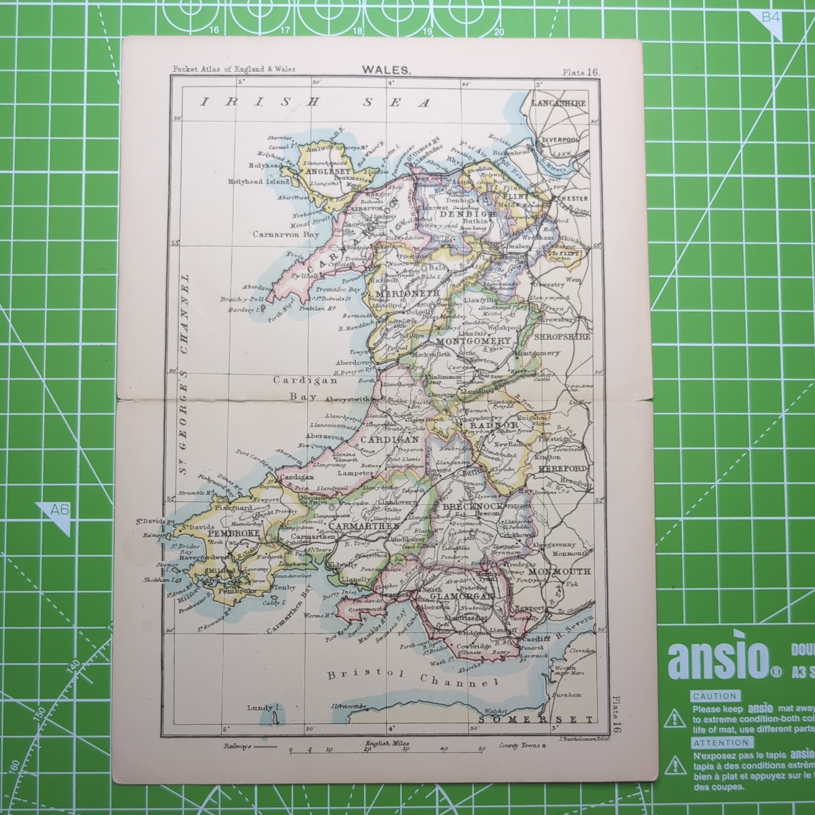 Original 1887 Bartholomew Map Of Wales