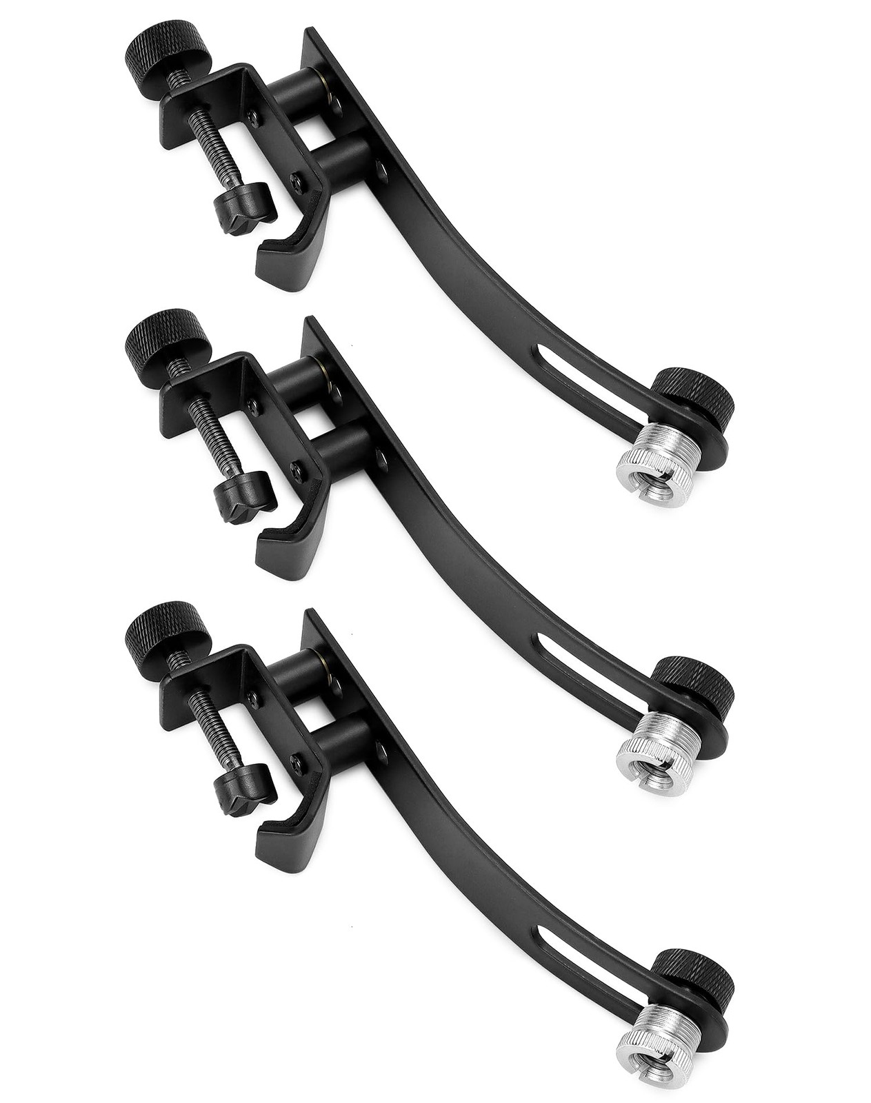 Qwork Drum Microphone Shockproof Clip 3 Pcs Metal Mic Set Clamp Adjustable