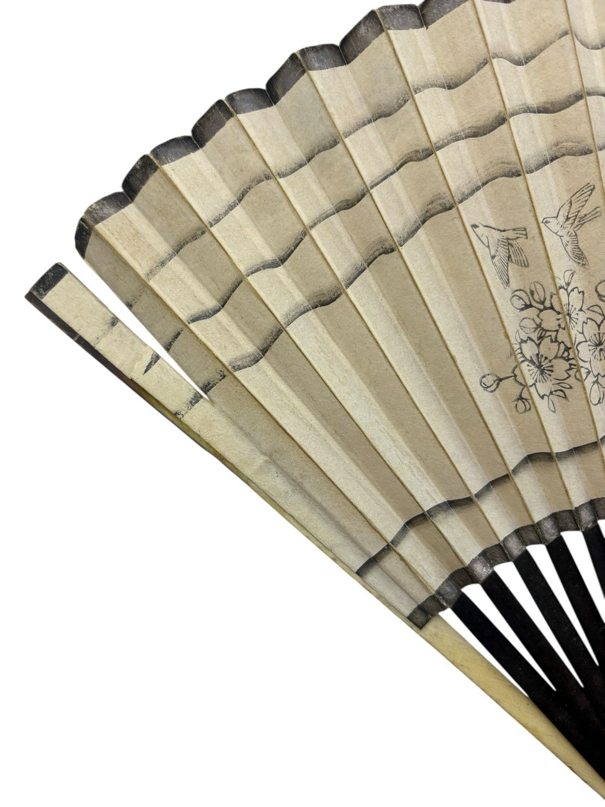 Antique japanese Paper And Bone Hand Folding Fan