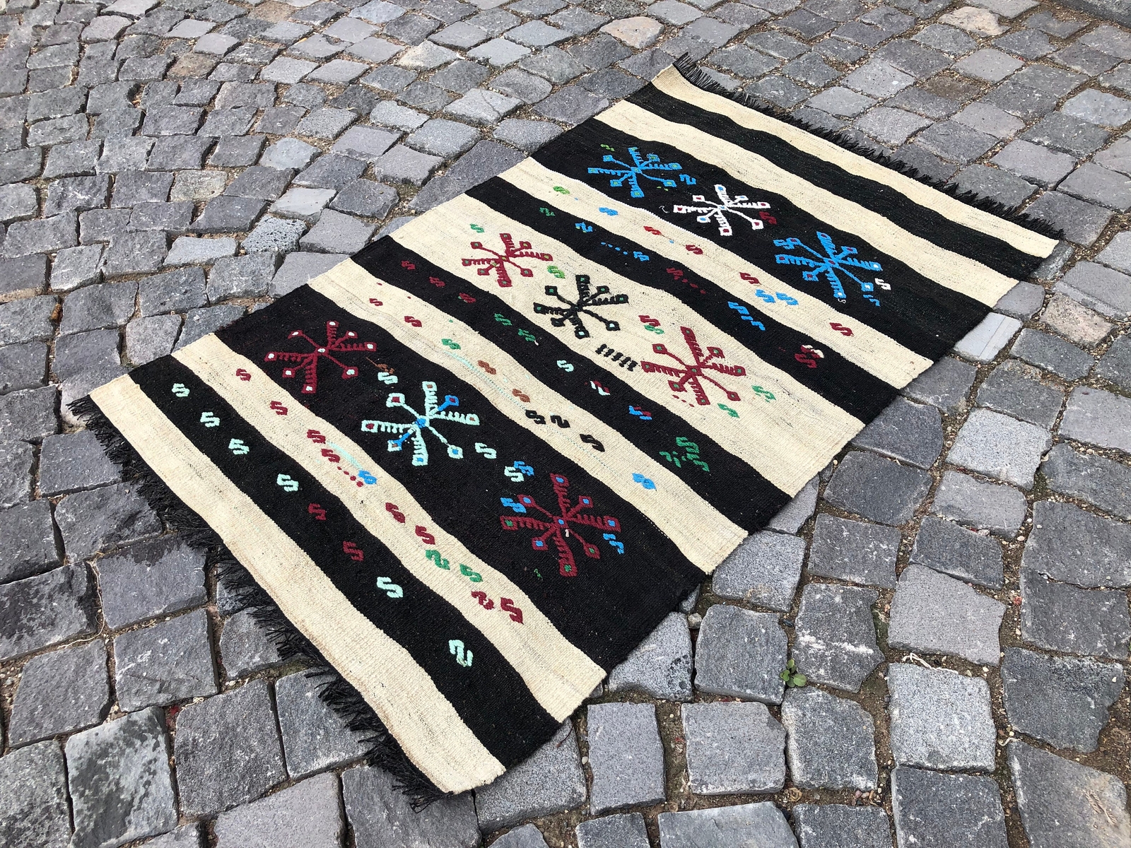 Bohemian Rug, Turkish Rug, Vintage Rug, Kilim Rug,Handwoven Rug 2.6 x 3.9 Ft