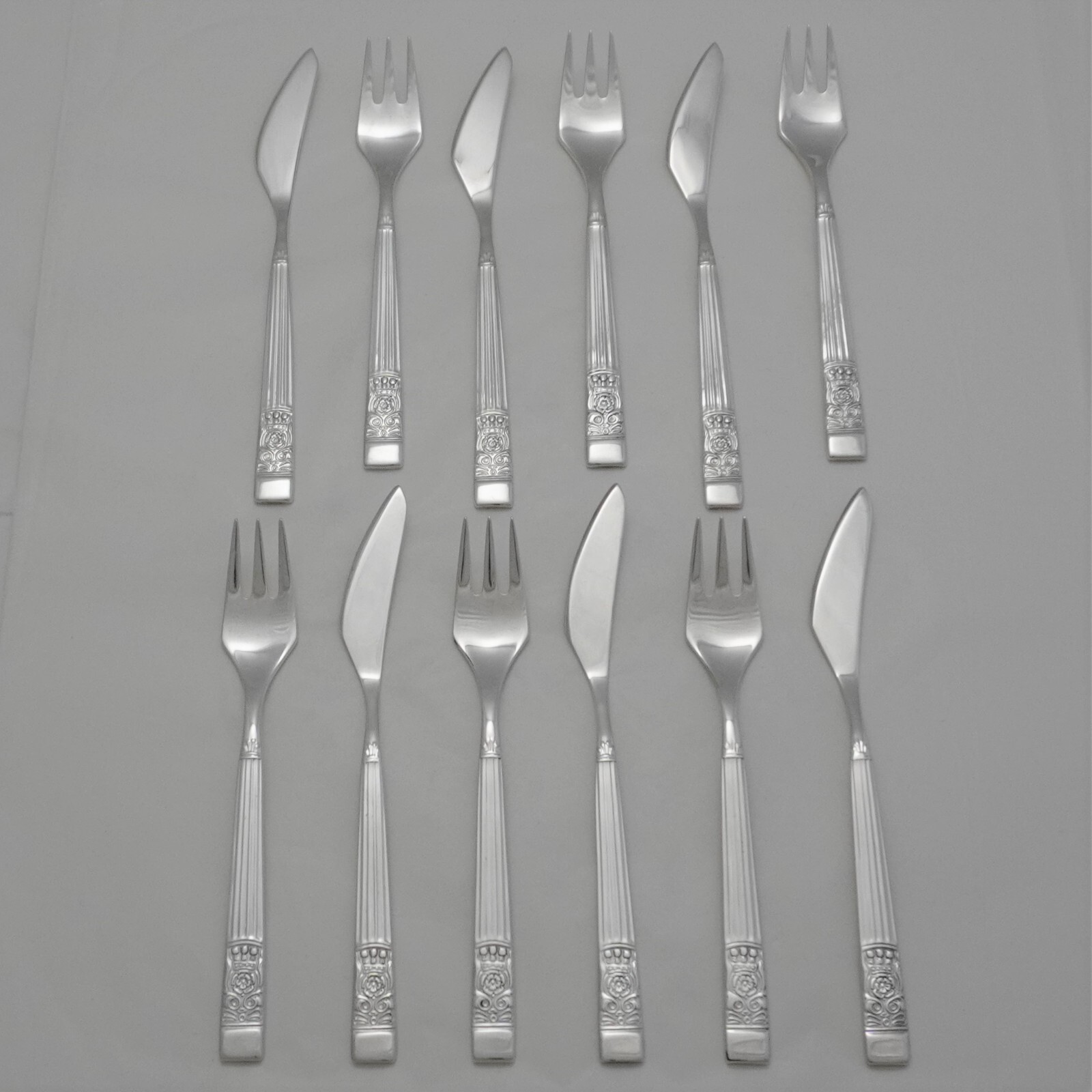 WINDSOR Design ARTHUR PRICE ENGLAND Silver Service Cutlery Six Pairs Fish Eaters