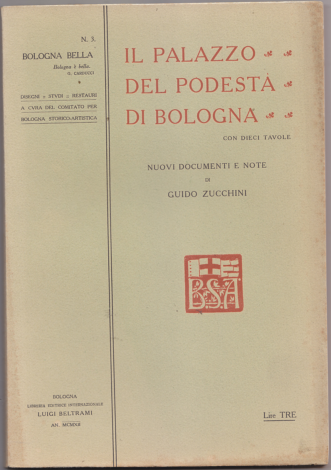 Cc169-Bologna-The Palazzo Del Podestà-House Ed.L.Beltrami 1912
