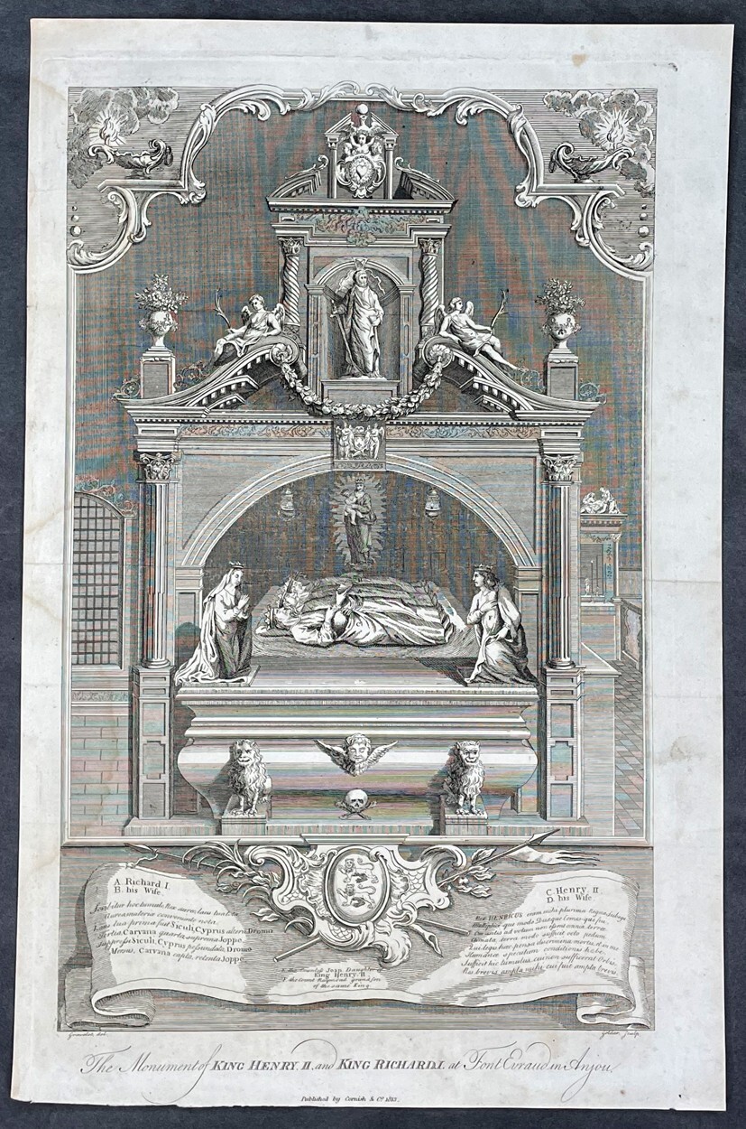 1813 Samuel Cornish Antique Print King Henry II, Richard I Monument, Westminster