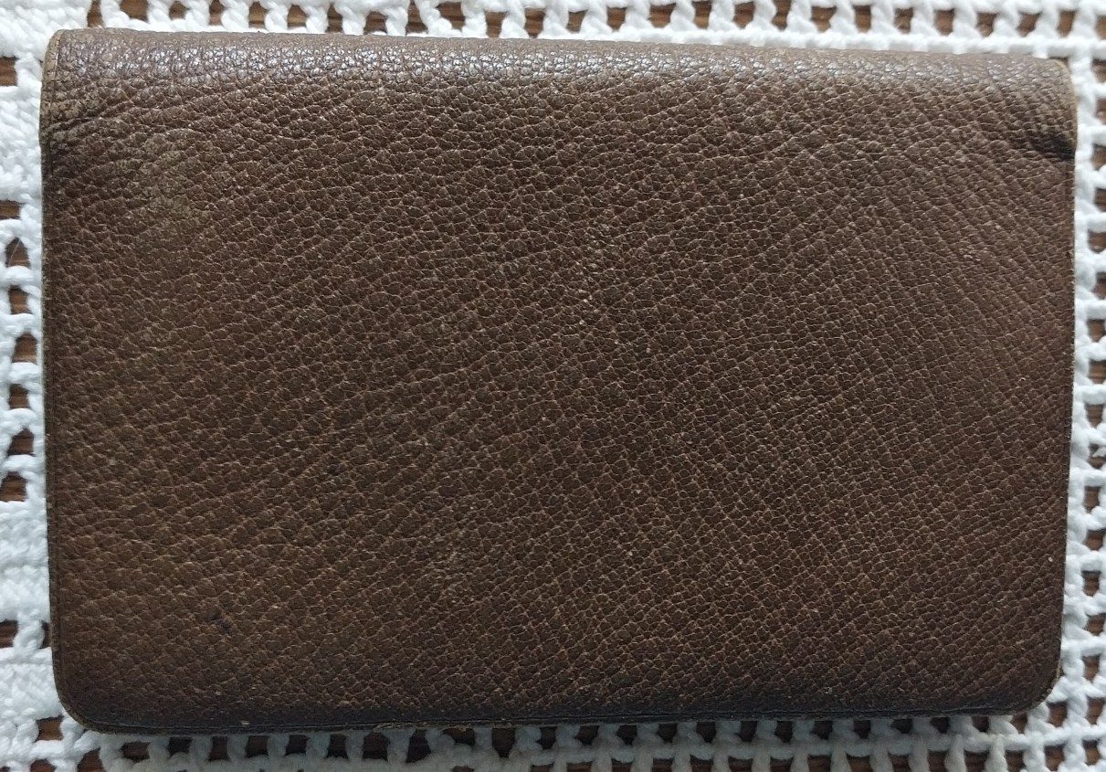 Antique Leather Card Case & Coin Holder w/Sterling Silver Decorative Corners