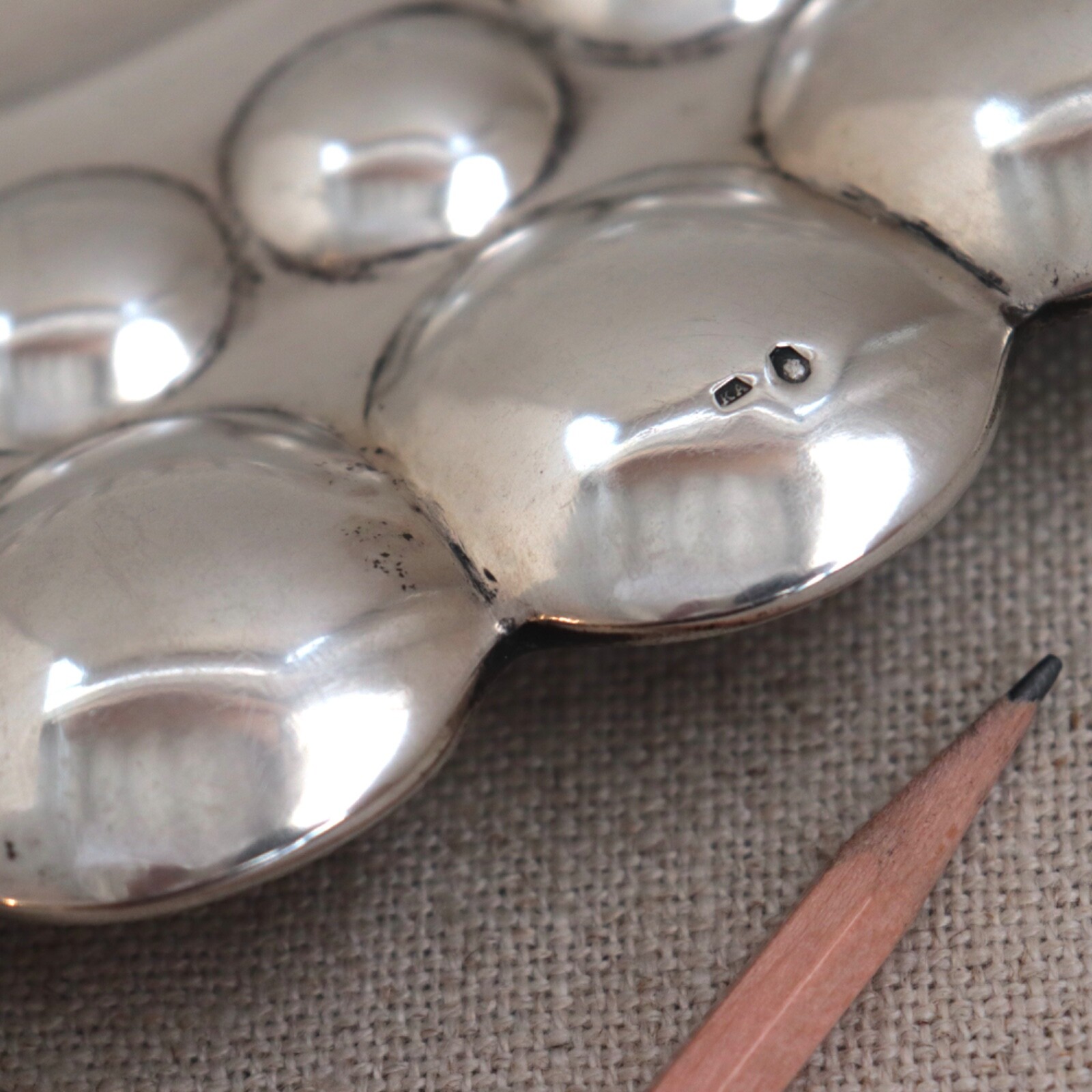 Art Deco Modern Solid Silver Tray Plate Bowl Platter Convex Bubble Hungarian MCM