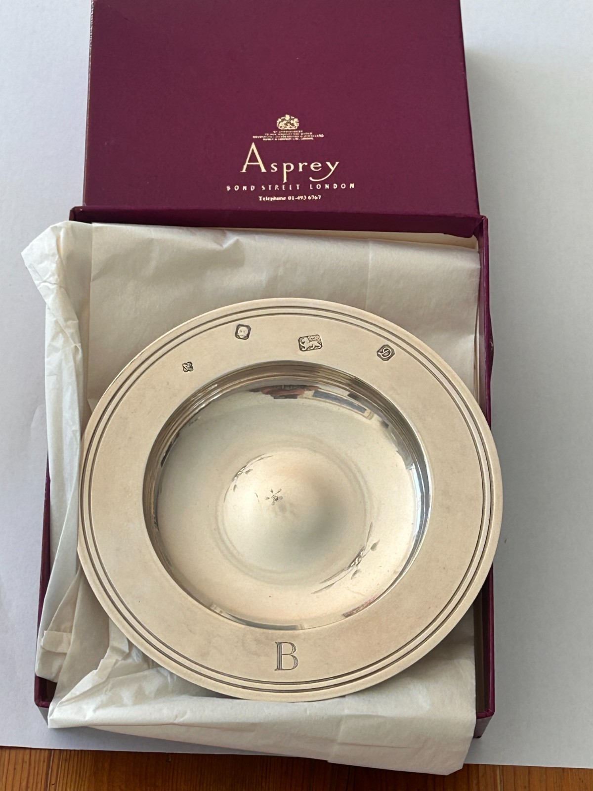 Vintage 1978 ASPREY Armada Dish In Original Box, 97g (C839)