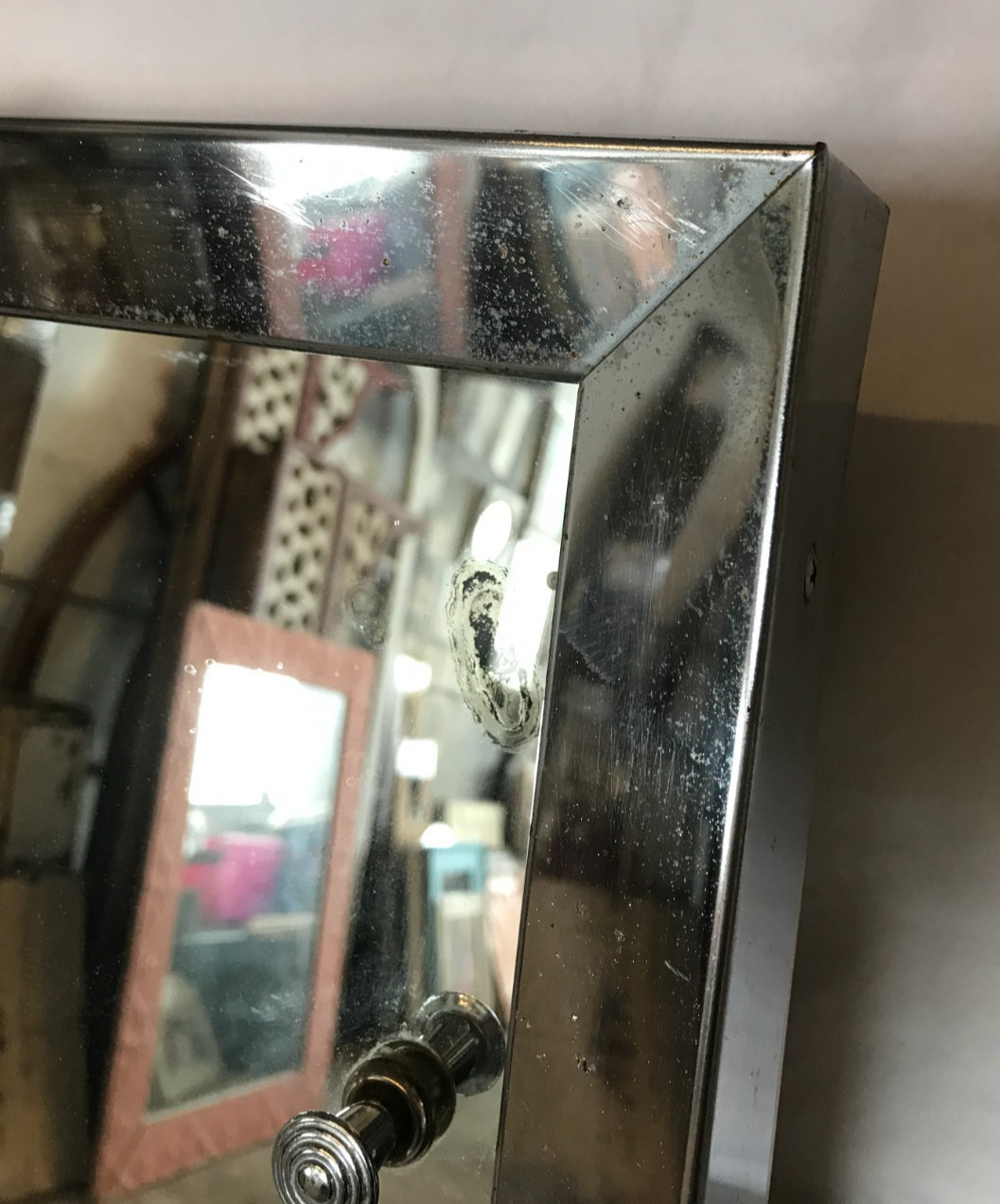 VTG 1960’s Deco Metal Chrome 11X24 Mirrored Recessed Cabinet Old 315-26B