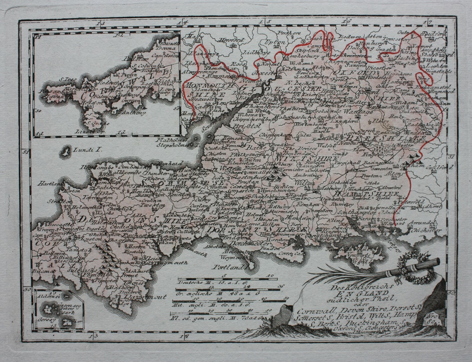 ENGLAND, DEVON, CORNWALL, HAMPSHIRE ‘England sudlicher Theil’, Von Reilly c.1790