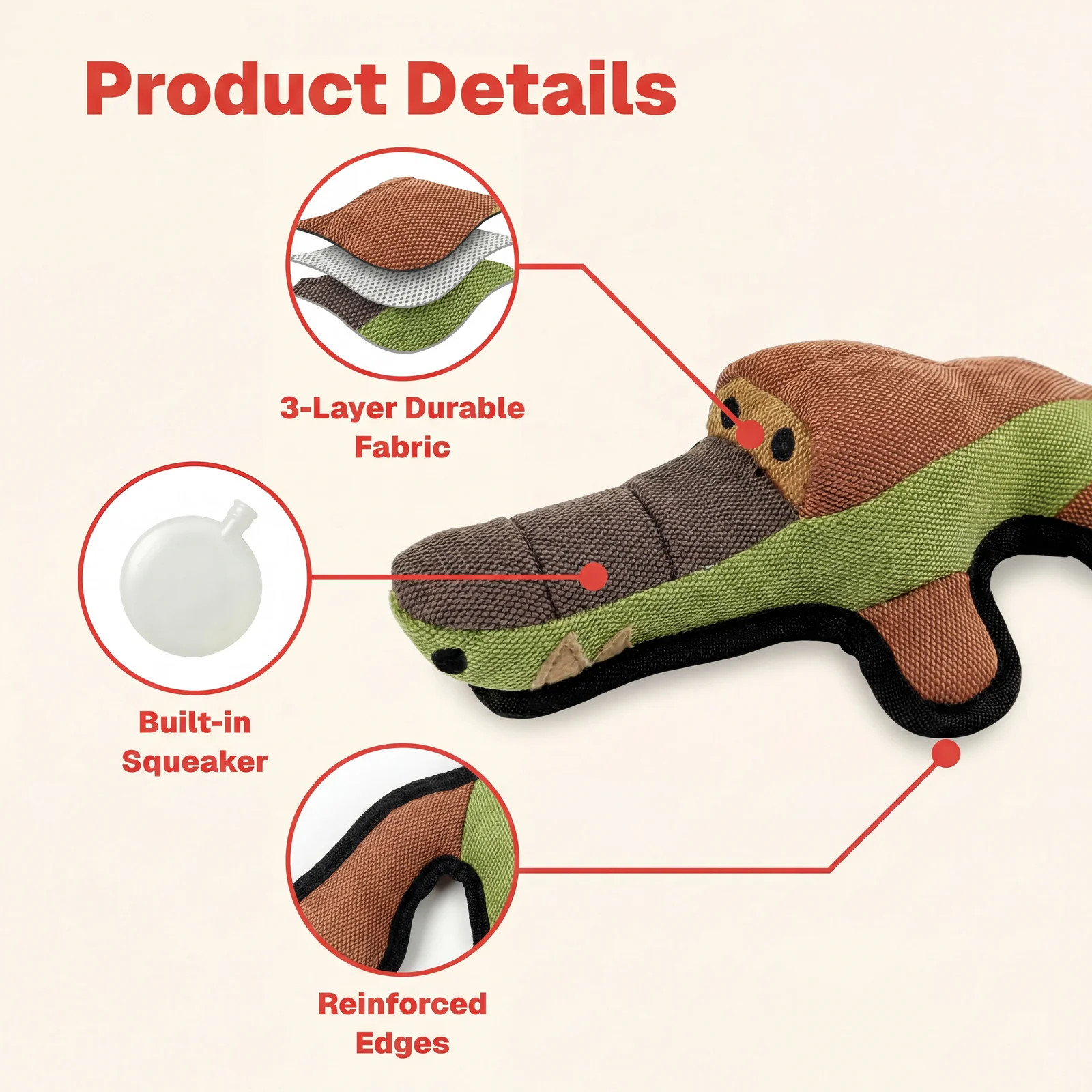 Durable Squeaky Platypus Dog Toy 11.5″ Reinforced 3-Layer Tough Plush Chew Toy