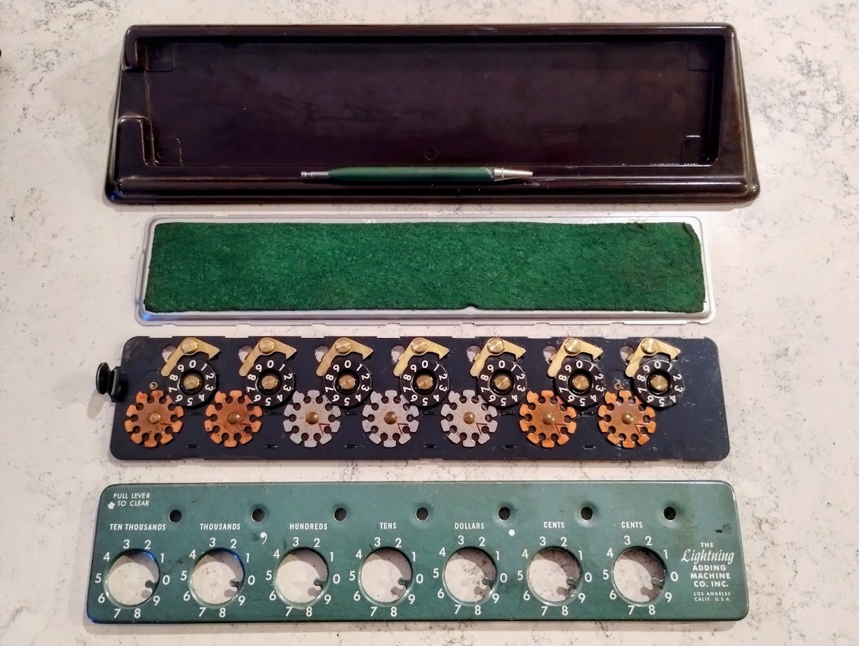 Vintage Mechanical Adding Machine, The Lightning Calculator Co. Los Angeles, CA