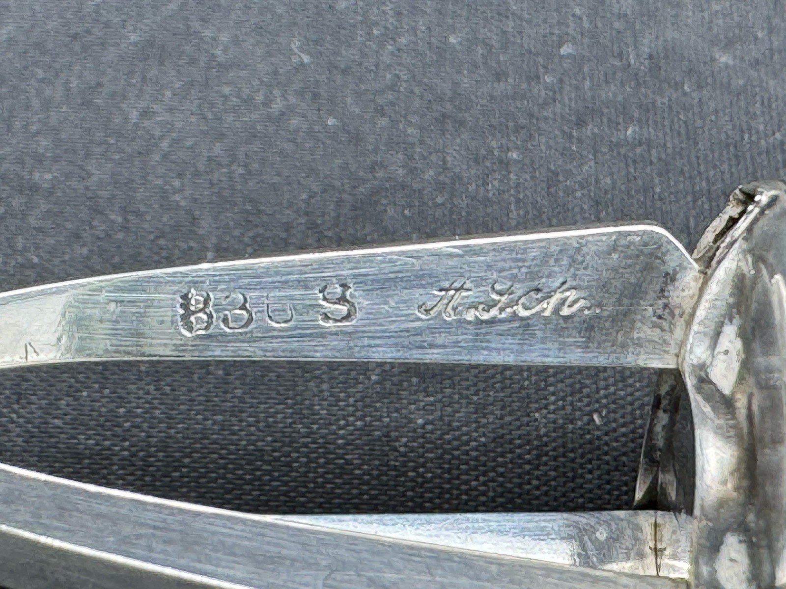 Vintage 830 Silver Blue Enamel Button Sugar Ice Tongs