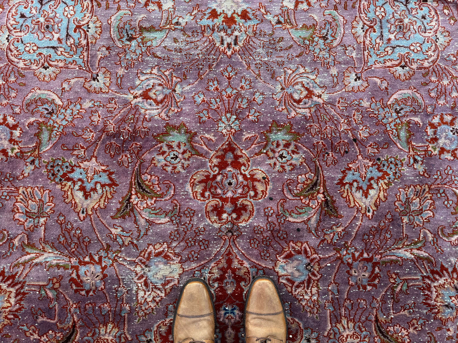 7×10 PURPLE ANTIQUE RUG ORIENTAL HAND-KNOTTED handmade real old worn clean 6×9