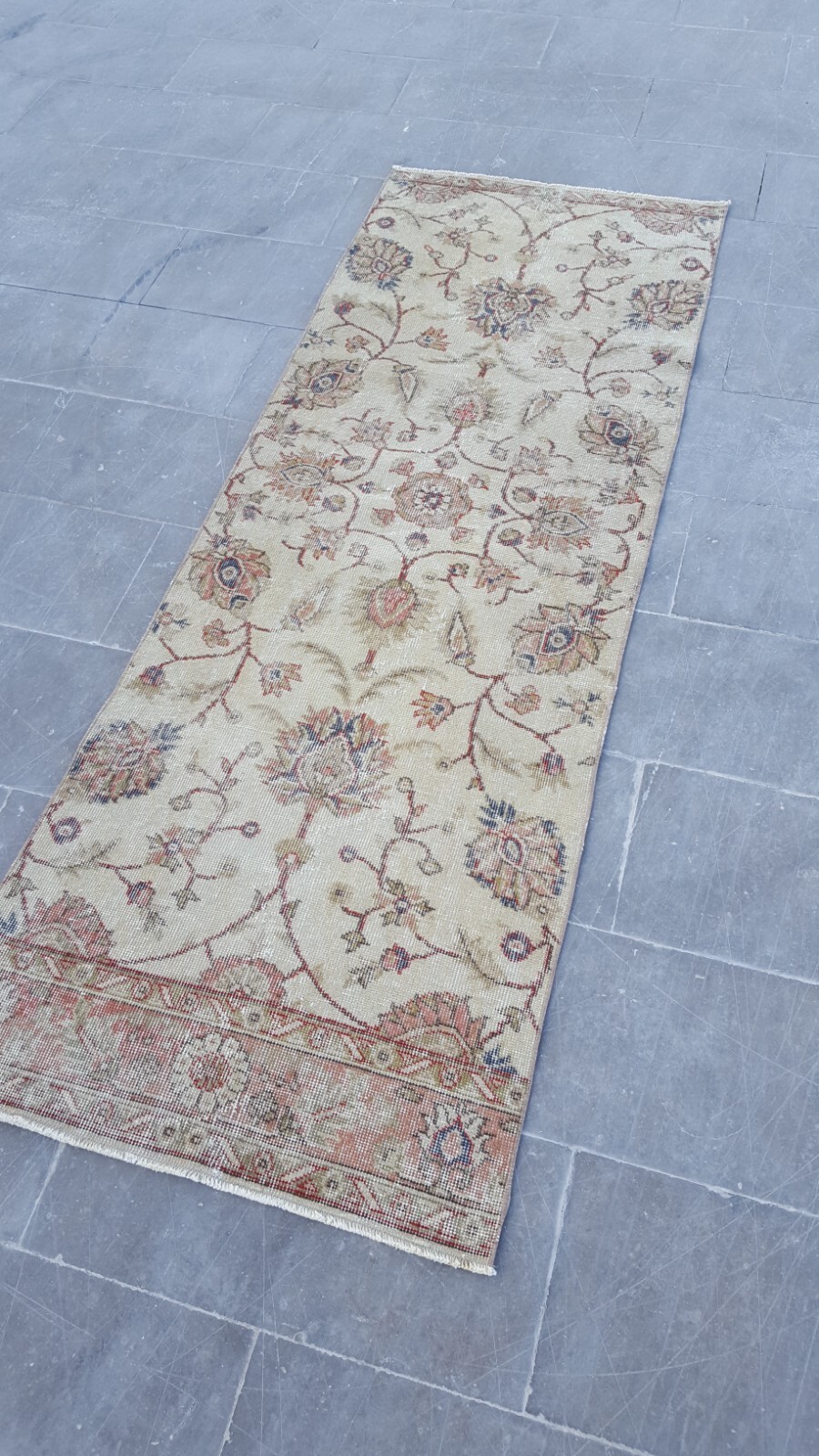 2.5×7 ft Vintage Turkish Runner Rug Wool Anatolian Handmade Hallway Oushak d