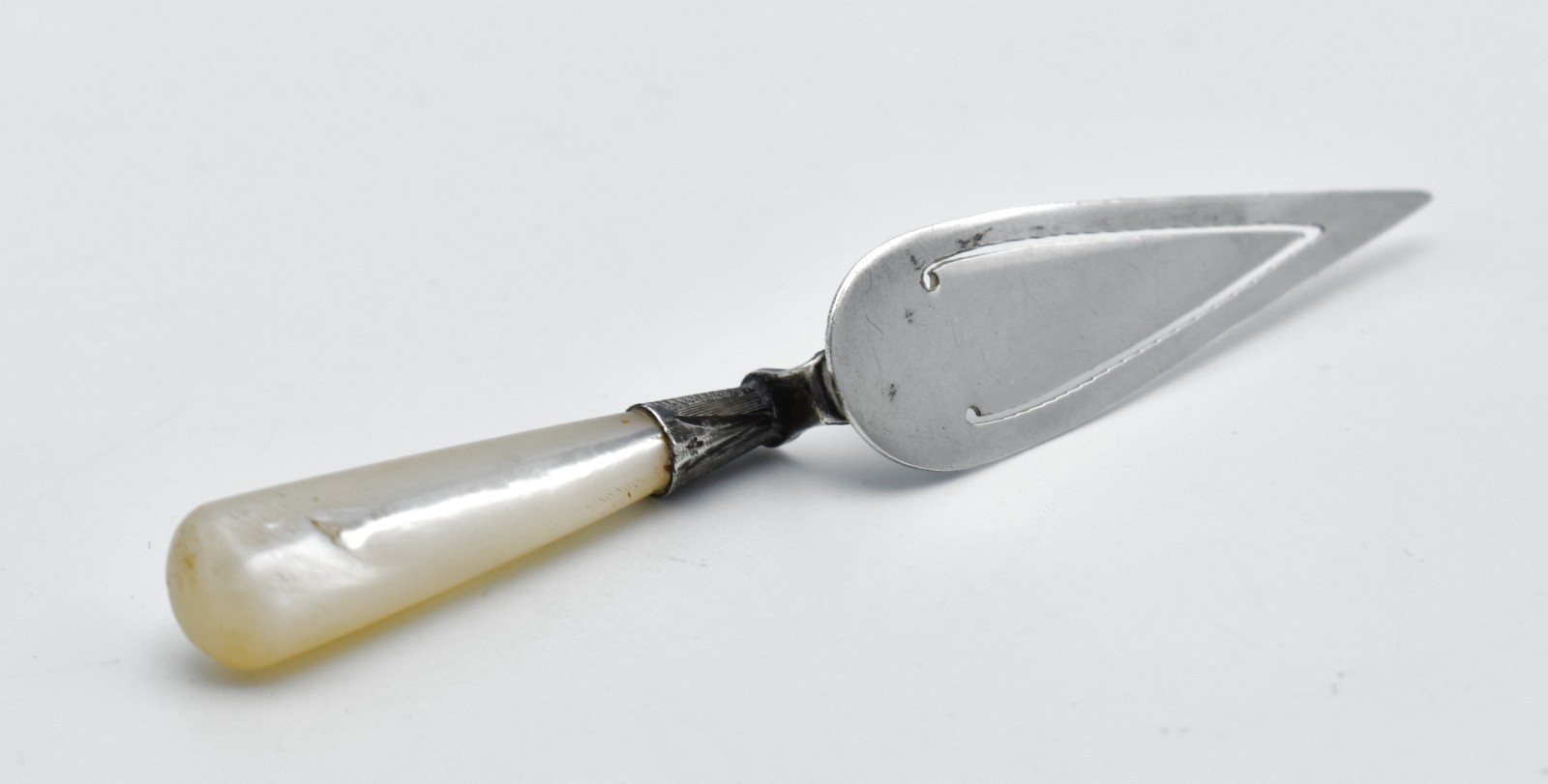 Antique Solid Silver Bookmark Trowel Mother Of Pearl 1922 Adie & Lovekin