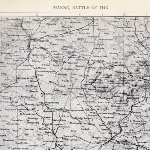 MARNE WWI Battle Maps France Reims Meaux 1914 11×16 Antique Atlas Map