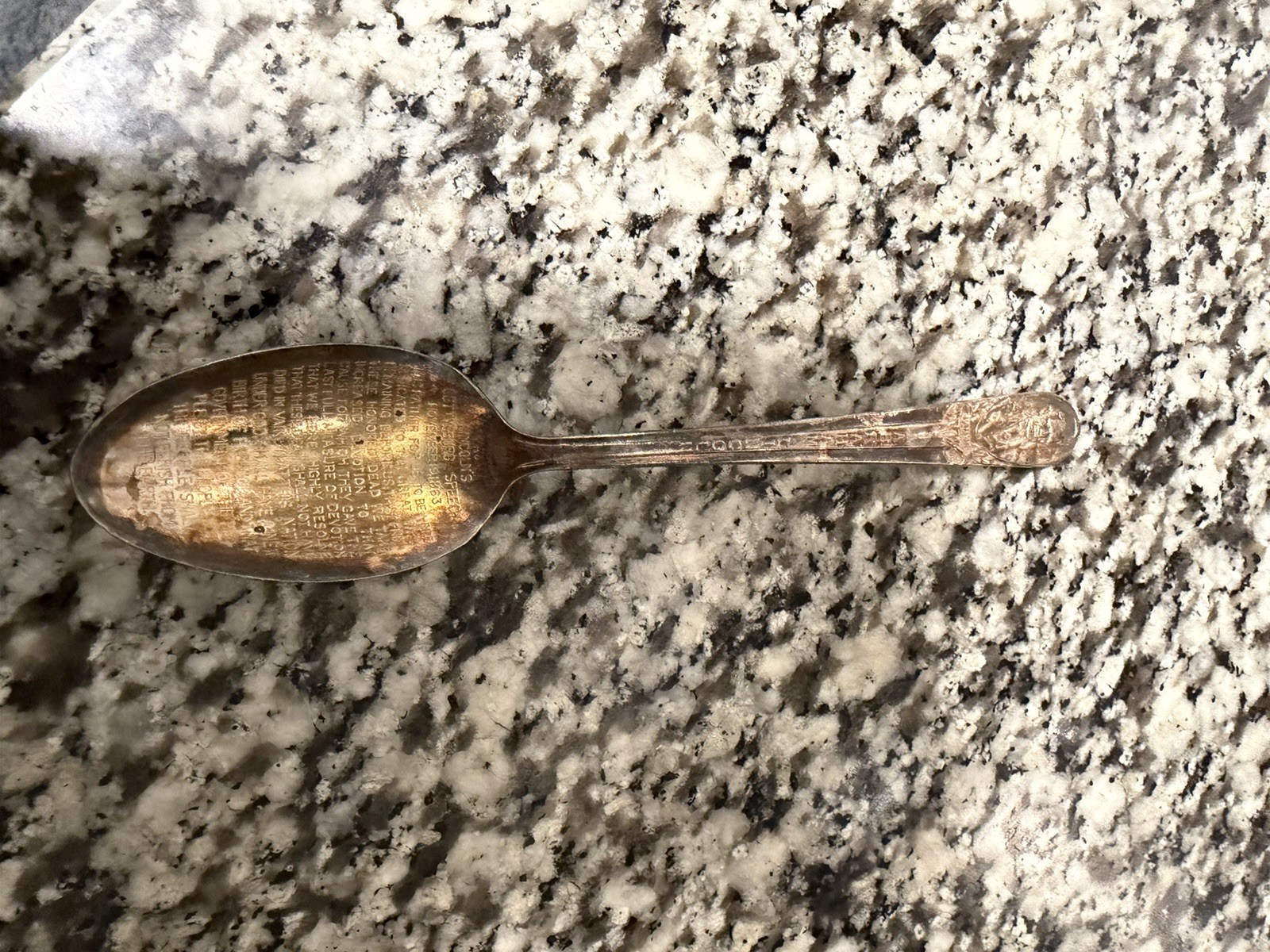 Silverplate Antique US Gettysburg Address Souvenir Spoon with Decorative Handle