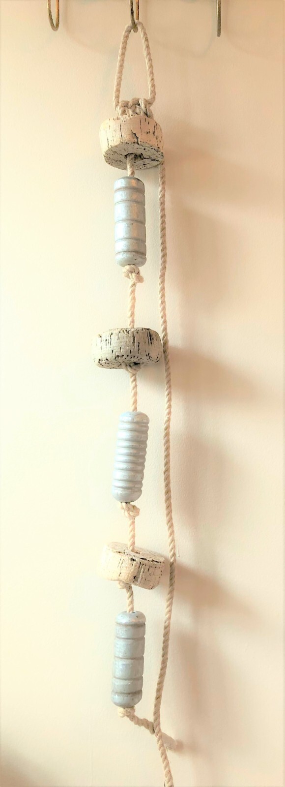2 Nautical Coastal Beach Aluminum & Cork, Wood Fishing Float Hanging Ornaments