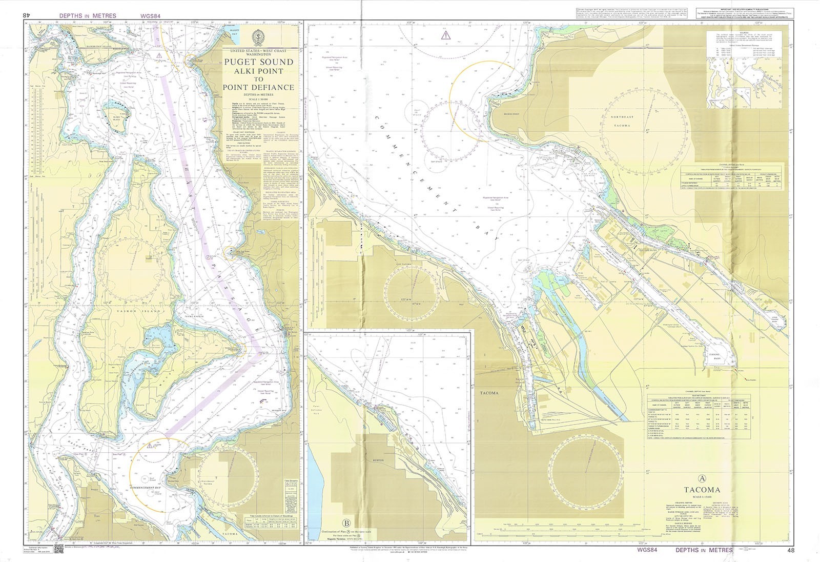 48 Admiralty Chart US West Coast Washington Puget Sound Alki Point To Defiance