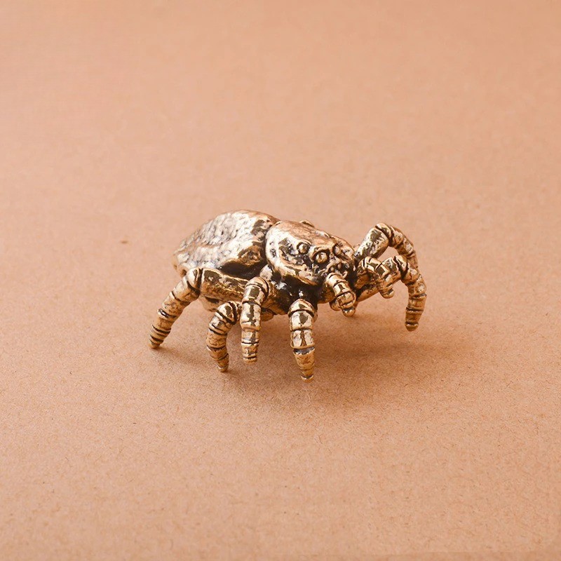 Solid Copper Spider Tarantula Figurines Miniature Creative Desktop Toy Ornament