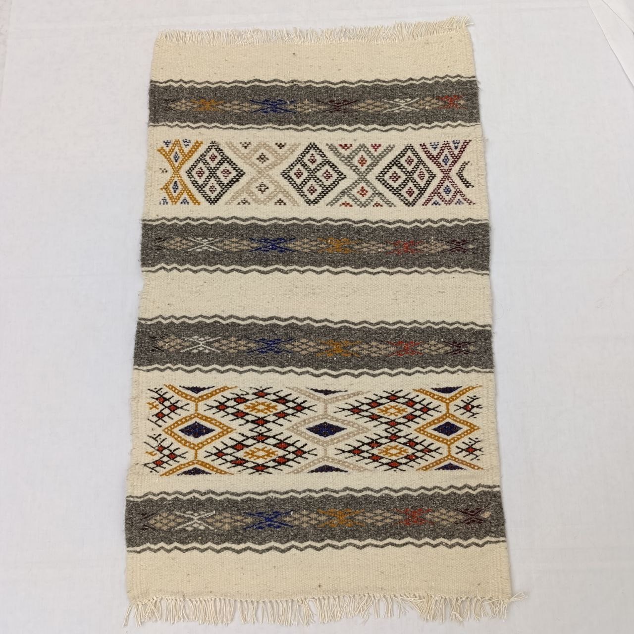 Algerian Ghardaïa Wool Kilim Rug Handmade Berber Tribal Flatweave 88×54 CM