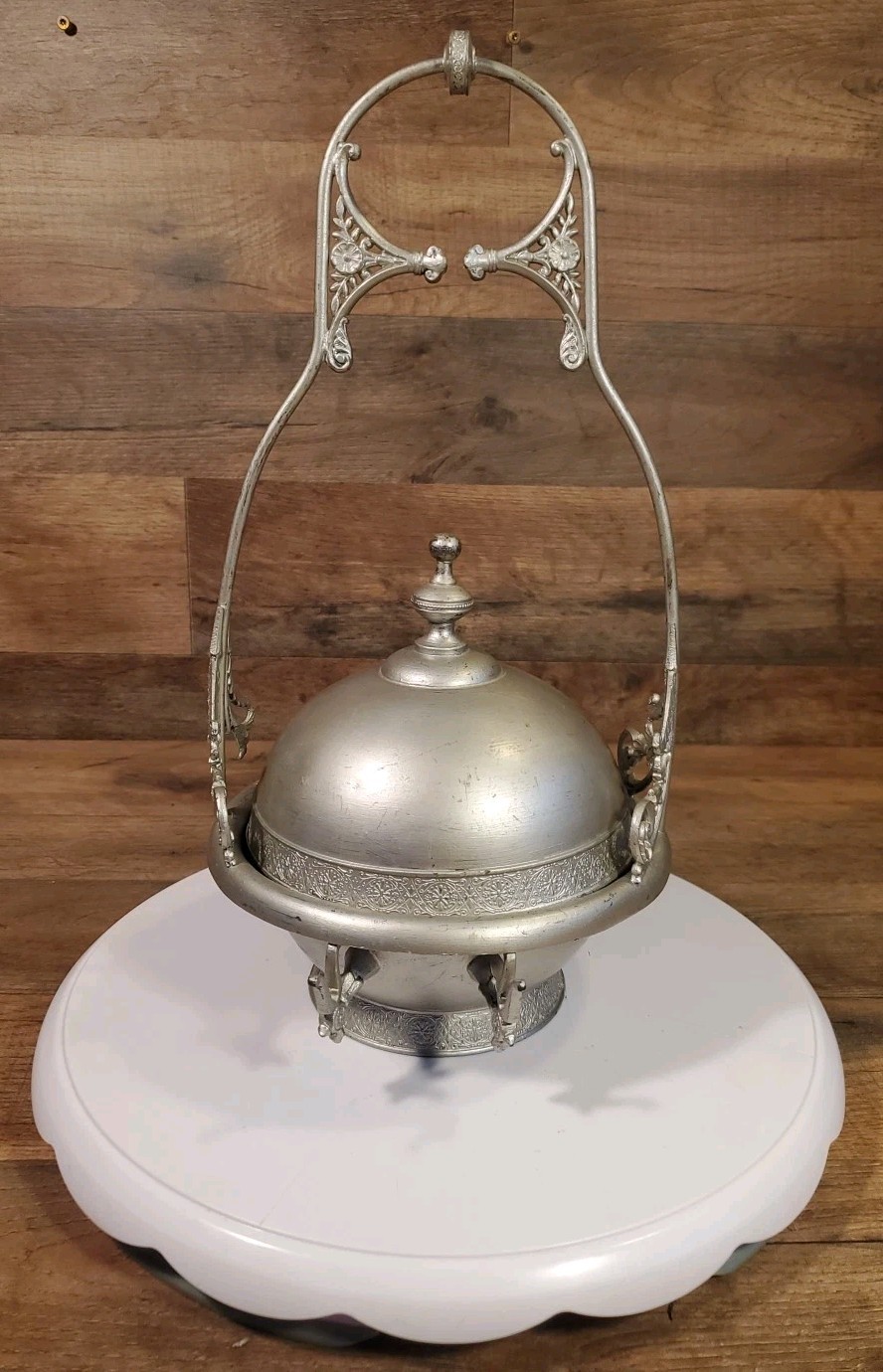 Antique Quadruple Silverplate Simpson Hall Covered Butter Dish 1800’s Floral