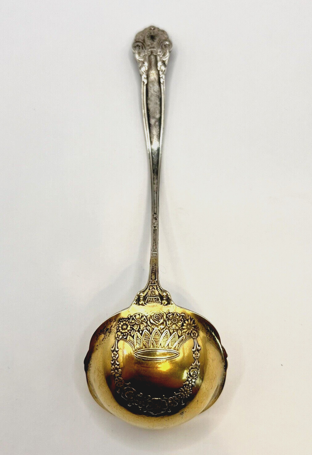 Georgian by Towle Sterling Silver Berry Spoon Gold Wash 7 3/4″ 925/1000 PAT 1898