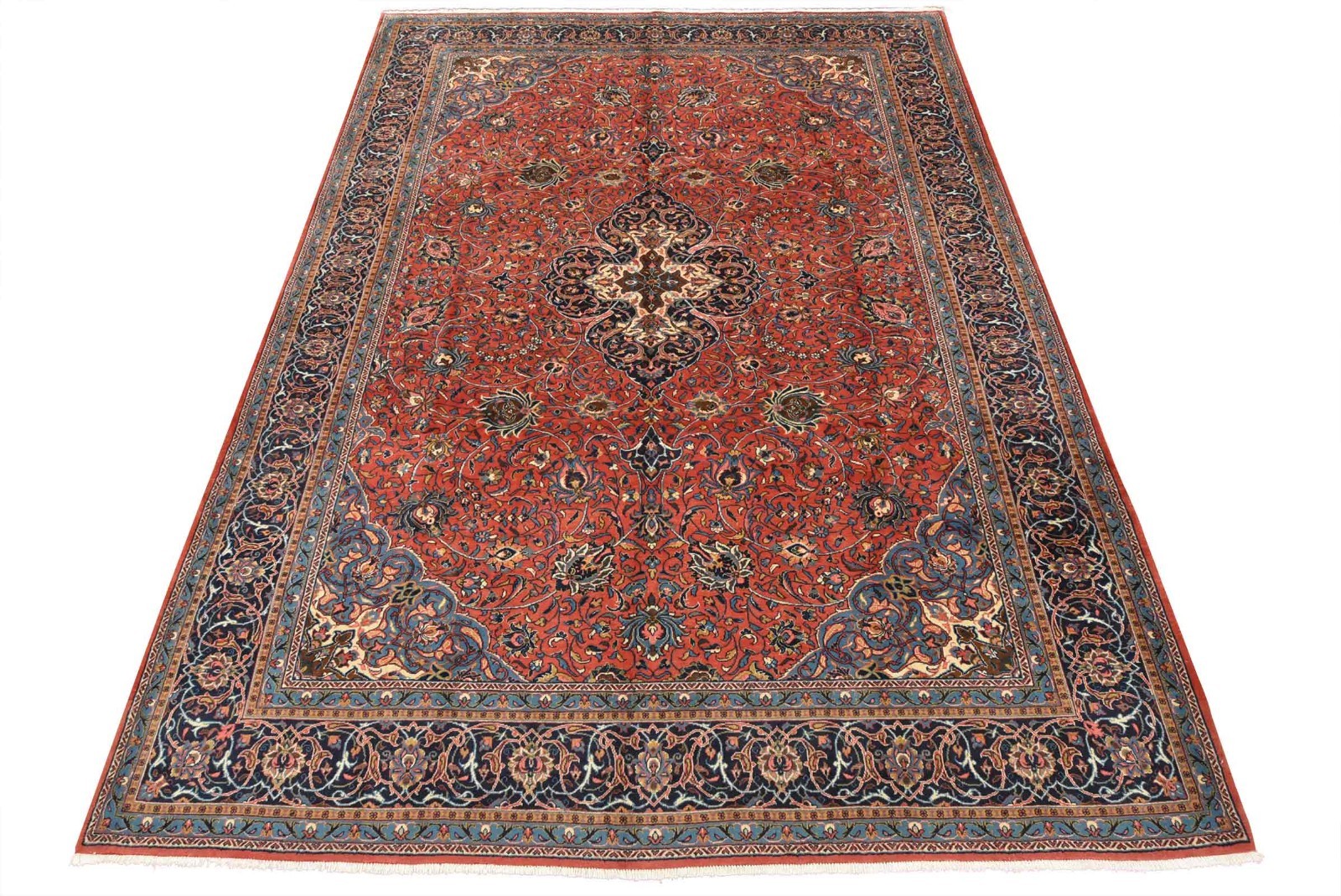 Sarouk Rug 9’10” x 13’2” Red Wool Vintage Traditional Hand-Knotted Carpet
