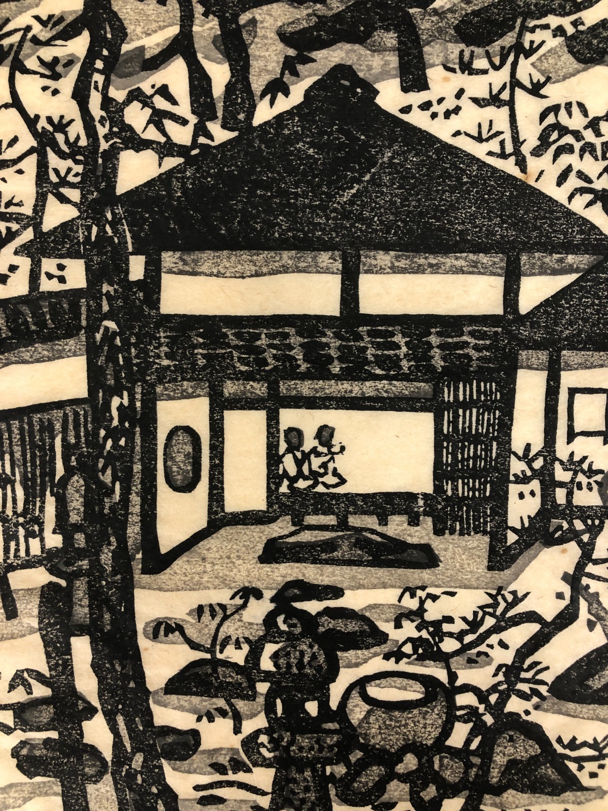 Kunibo Wada Woodblock Print: The famous Kamado tea ceremony Ukiyo-e 1596