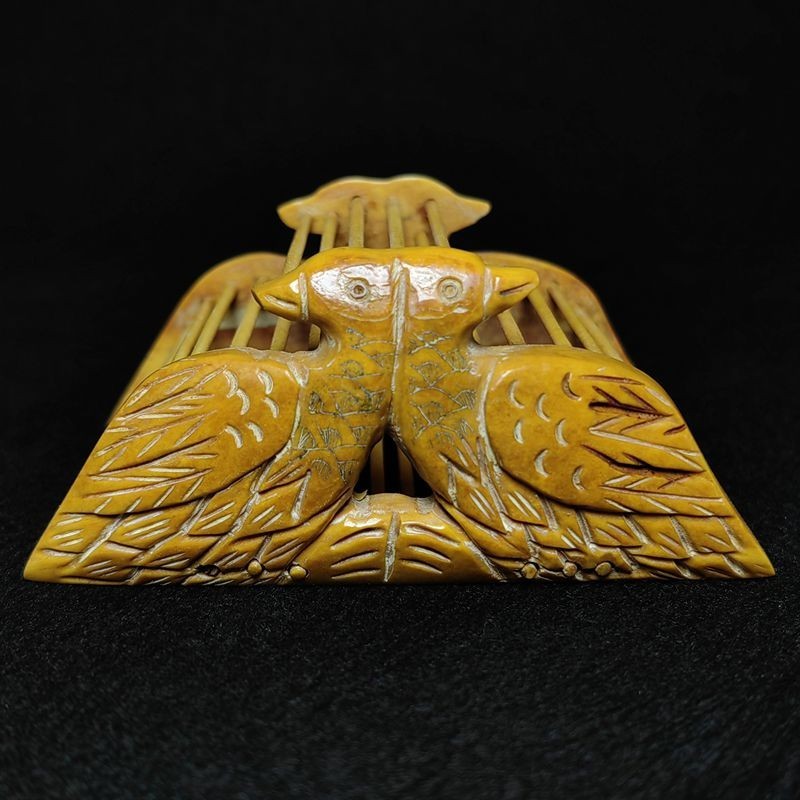 3.4 Inch Old China Hand Carved Two Birds Statue Cricket Cage Decoration Pendant