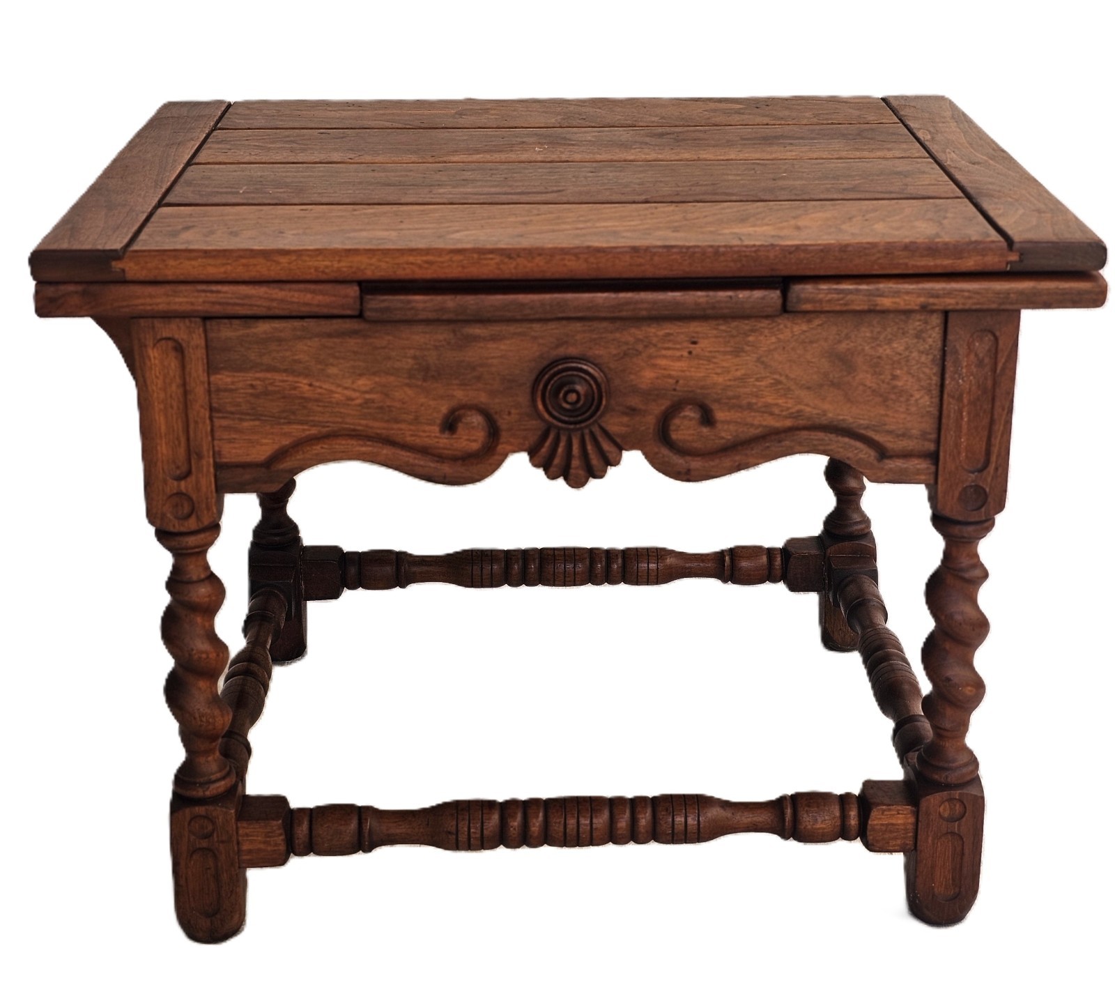 Vintage 1930s Cochran Chair Co Barleytwist Carved Draw‑Leaf Coffee Table Rare