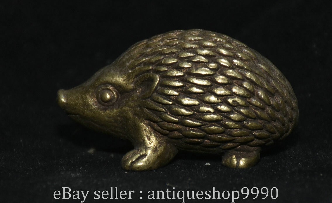 1.2″ Old Chinese Dynasty Copper Fengshui hedgehog Animal Sculpture Statue