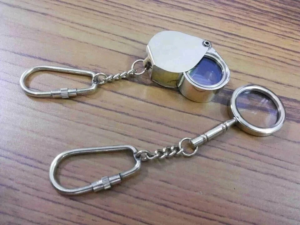 Mini Brass Magnifying Glass Keychain Set – Antique Style