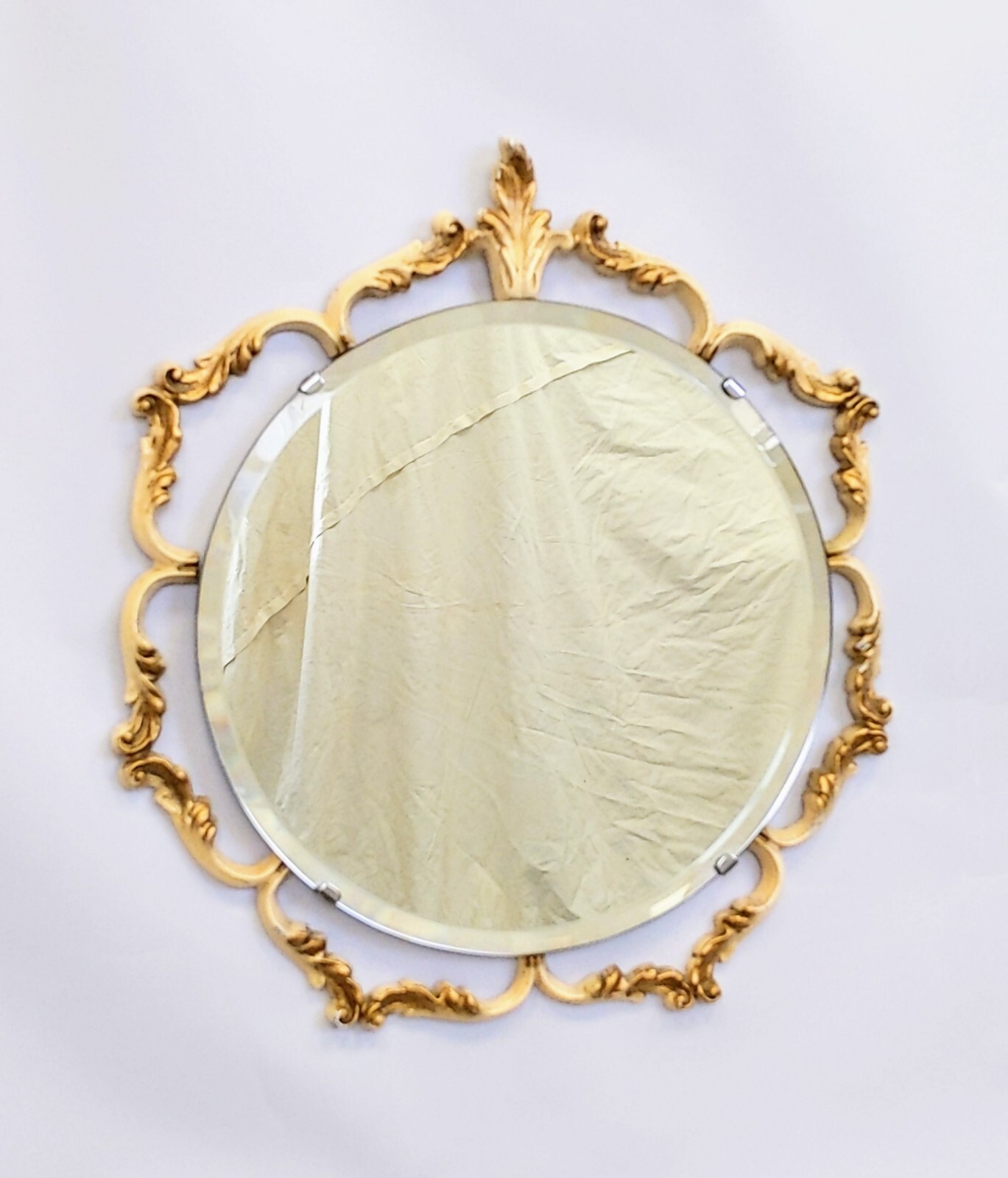 1950’s Vintage English, Peerart Rococo Baroque Bevelled glass Mirror. 40.5 cm.