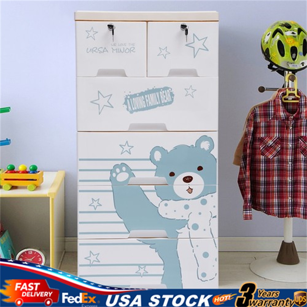 Polar Bear Closet 6Drawers Tall Dresser Organizer Dolls Storage Cabinet 5 Layers