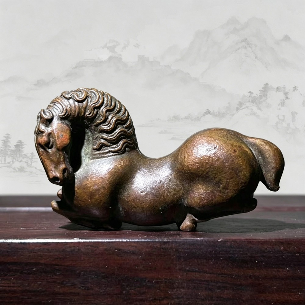 Chinese Old Bronze Copper Statue Hand Carved Horse,Antique handicraft ornaments