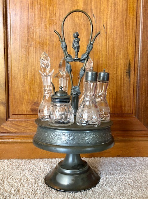 Antique 1800~Rare Cupid Simpson Hall Miller Cruet Condiment Server Silver Plated