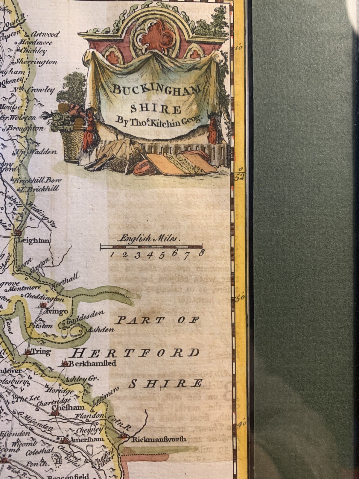 Antique Colour Original Map Buckinghamshire Thomas Kitchin. London Magazine 1748