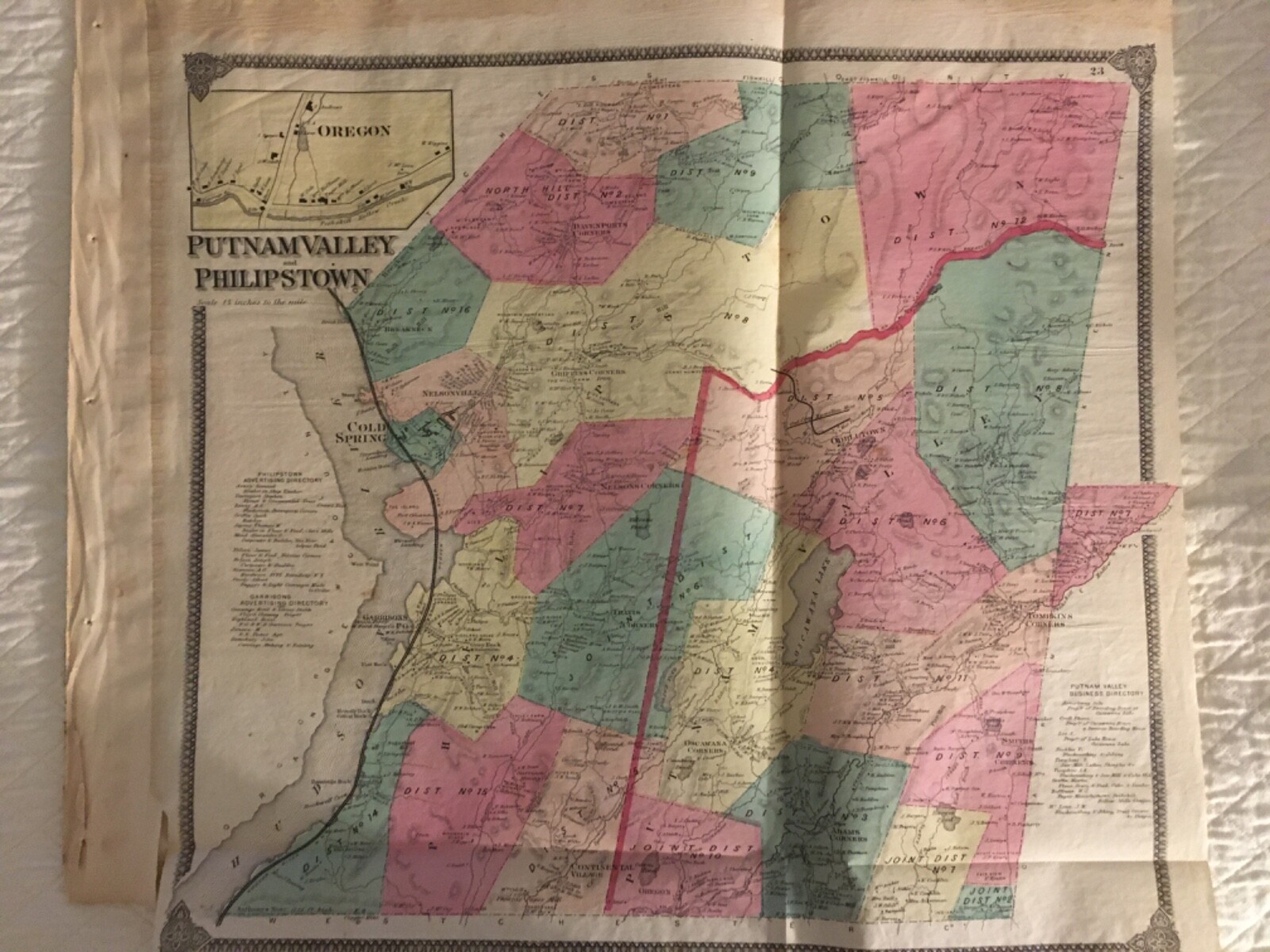 Putnam Valley and Philipstown 1867 Steel Engraved Map by F.W. Beers