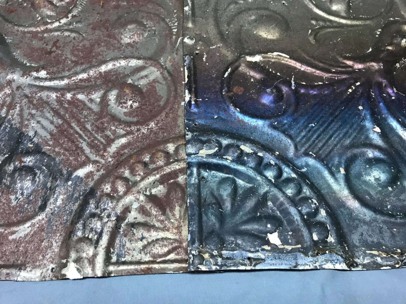 Antique VTG Decorative Pair Tin Ceiling Panels 19″ SQ. Arts & Crafts Old 713-24B