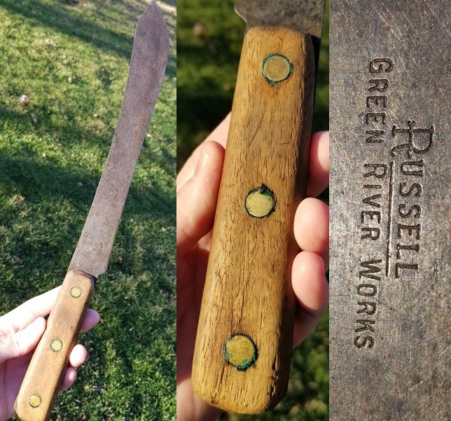 antique primitive Russell Green River Works knife machete butcher LARGE 17 1/8″