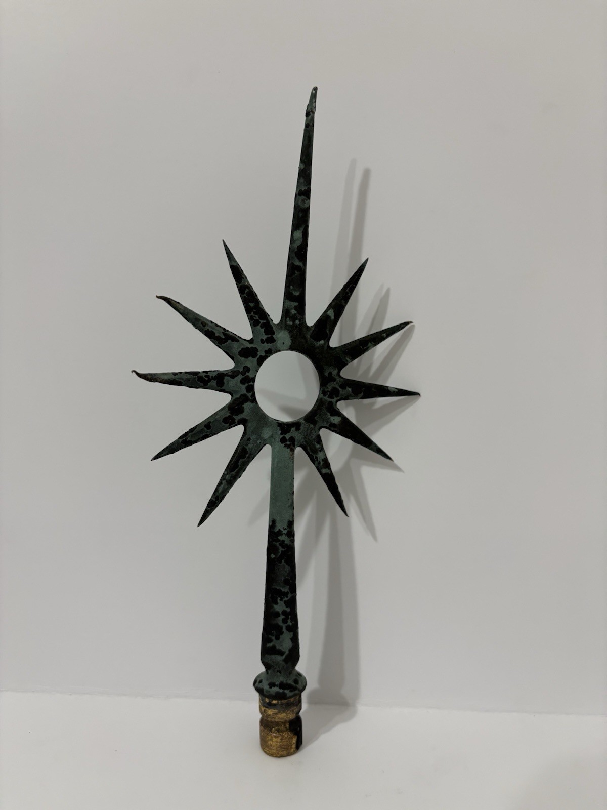 Antique Copper Lightning Rod 11 Point Sunburst Star Finial Verdigris Salvage