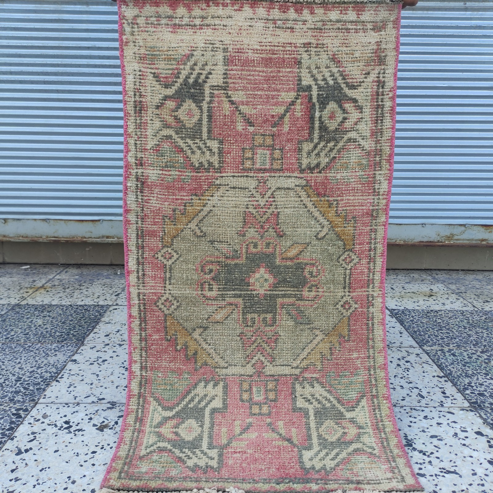 2×3 old worn Turkish Small Rug 51 x 98 cm Handmade Bath Mat 1.67 x 3.22 ft