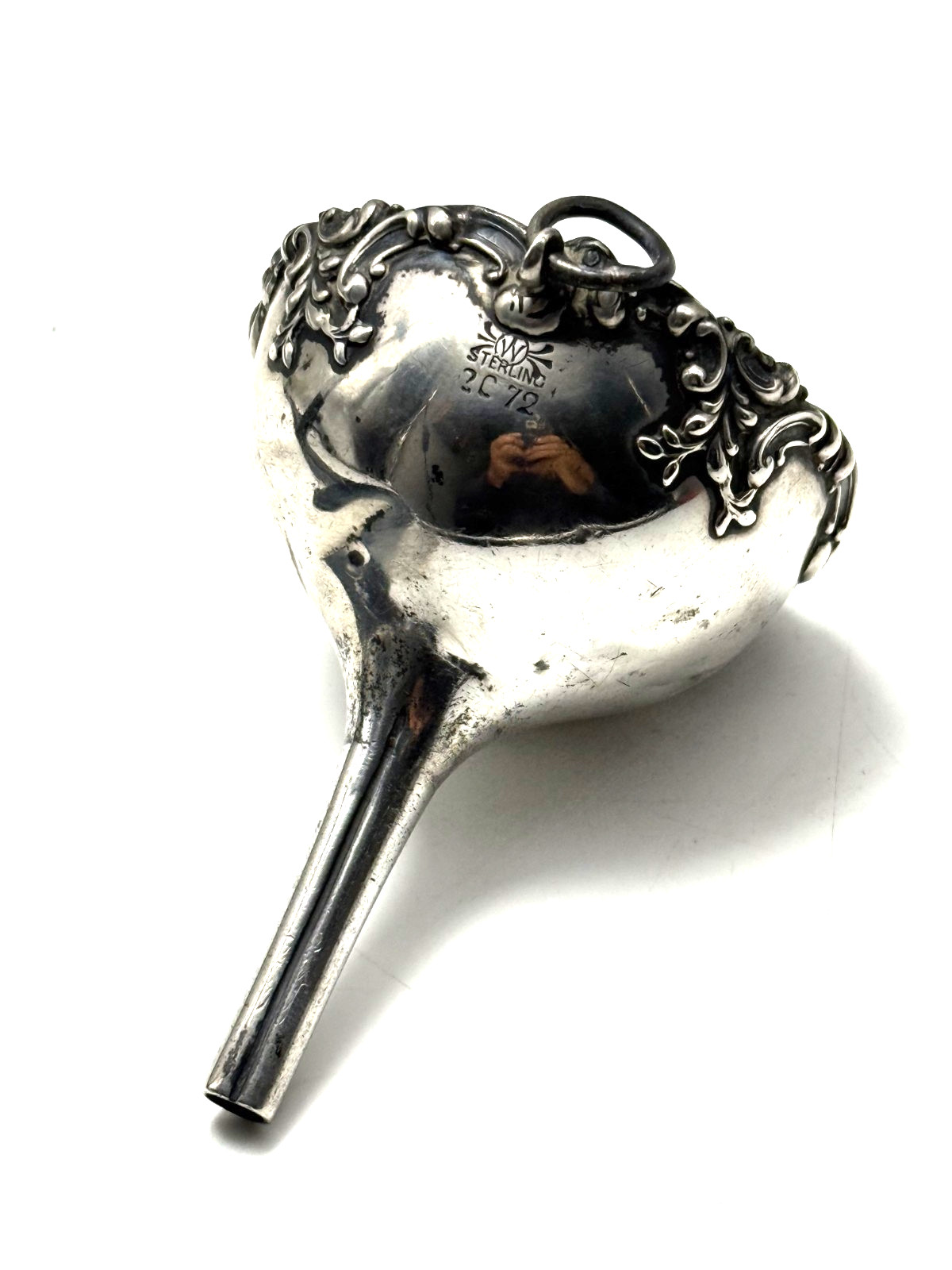 Antique Exquisite Whiting Co Sterling Silver Ornate Funnel For Wine Decanting