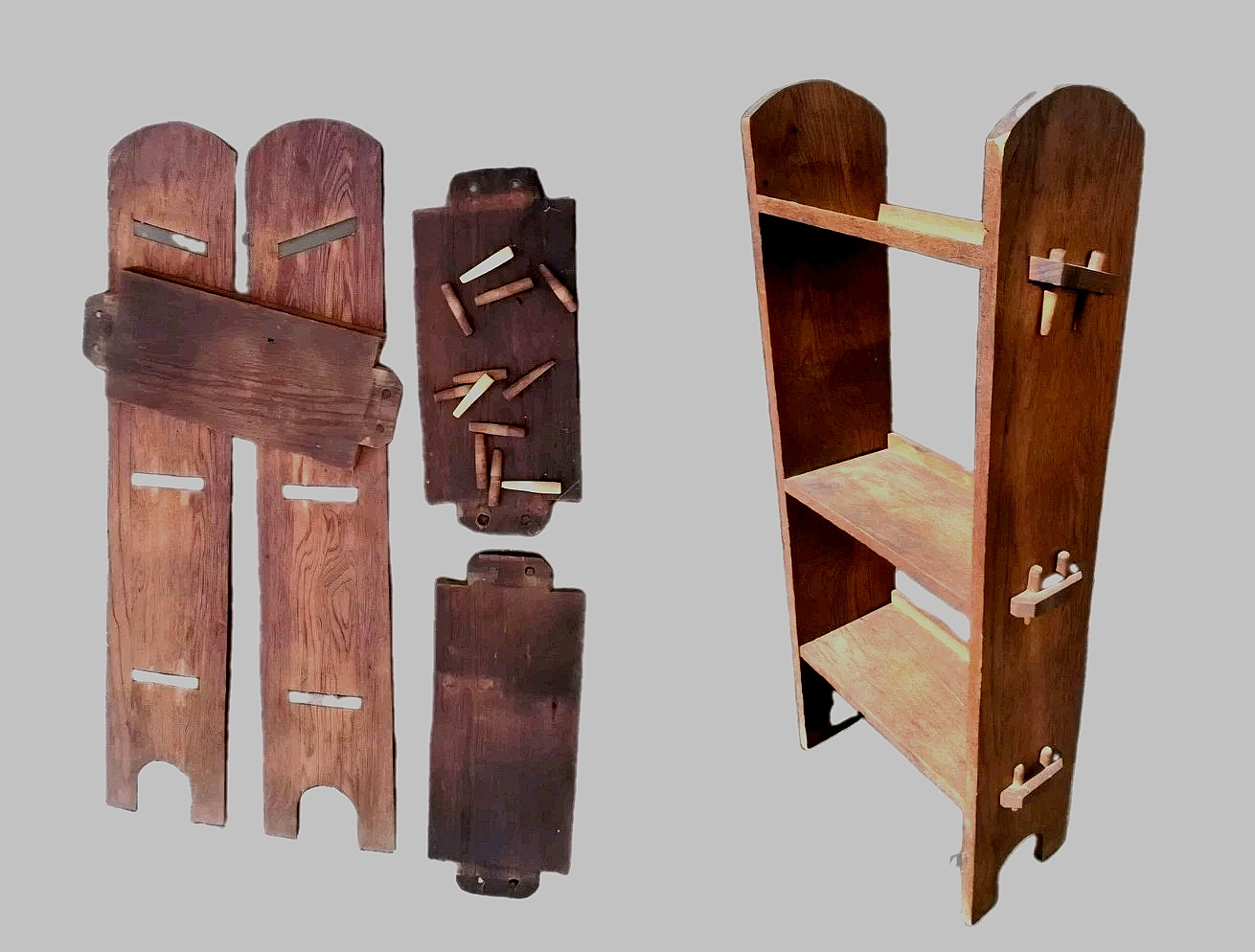 Oak Bookcase Peg Tenons shelf Mission Arts & Crafts era Antique